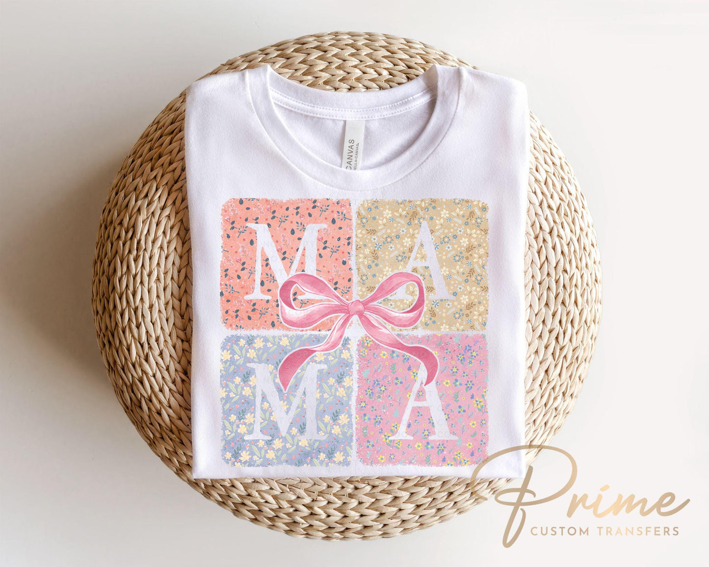 Mother's Day DTF Transfer, Ready to Press, T-shirt Transfer, Heat Transfer, Direct to Film, Mommy and Me, Mini, Bow, Coquette Floral Mama