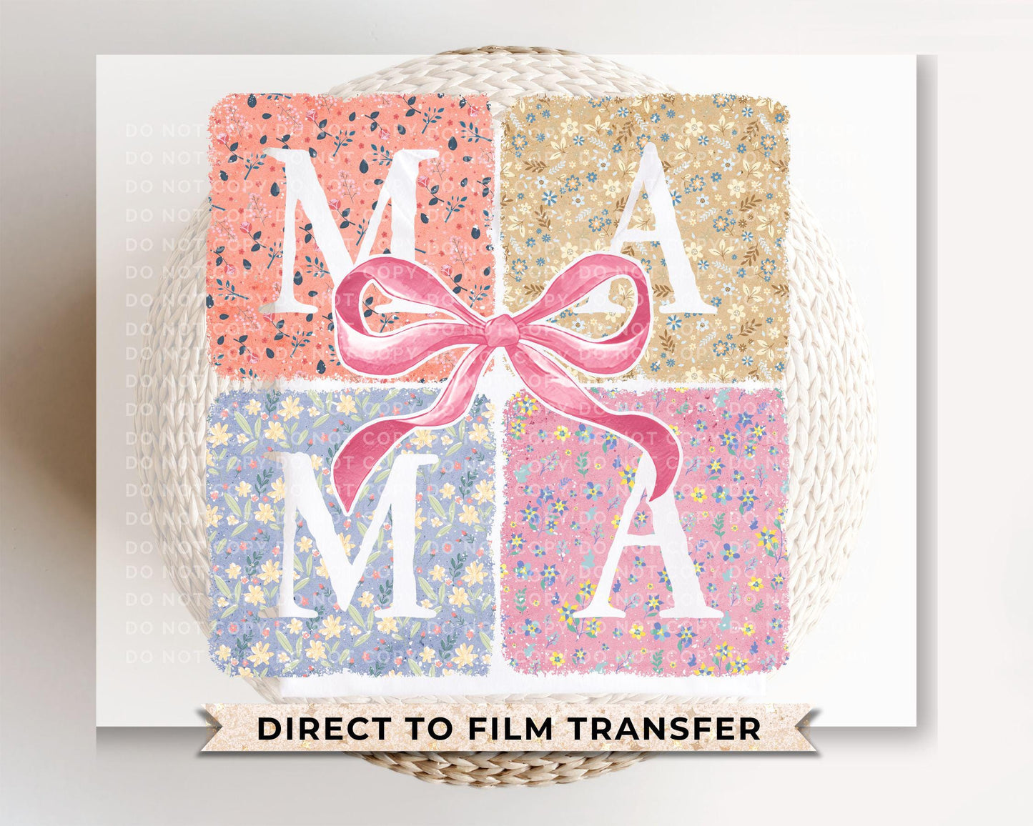 Mother's Day DTF Transfer, Ready to Press, T-shirt Transfer, Heat Transfer, Direct to Film, Mommy and Me, Mini, Bow, Coquette Floral Mama