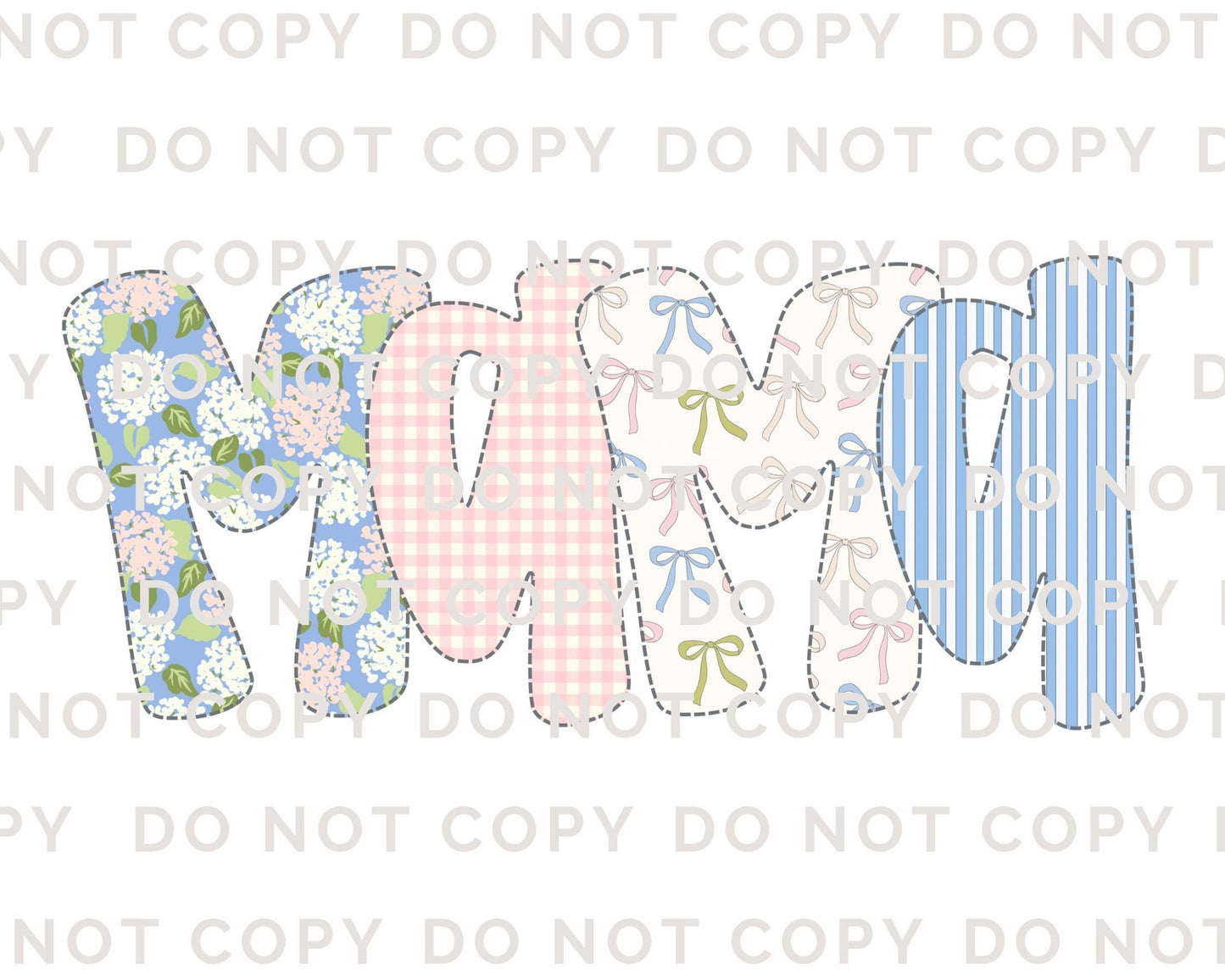 Mother's Day DTF Transfer, Ready to Press, T-shirt Transfer, Heat Transfer, Direct to Film, Spring, Girly, Floral Faux Quilted Coquette Mama