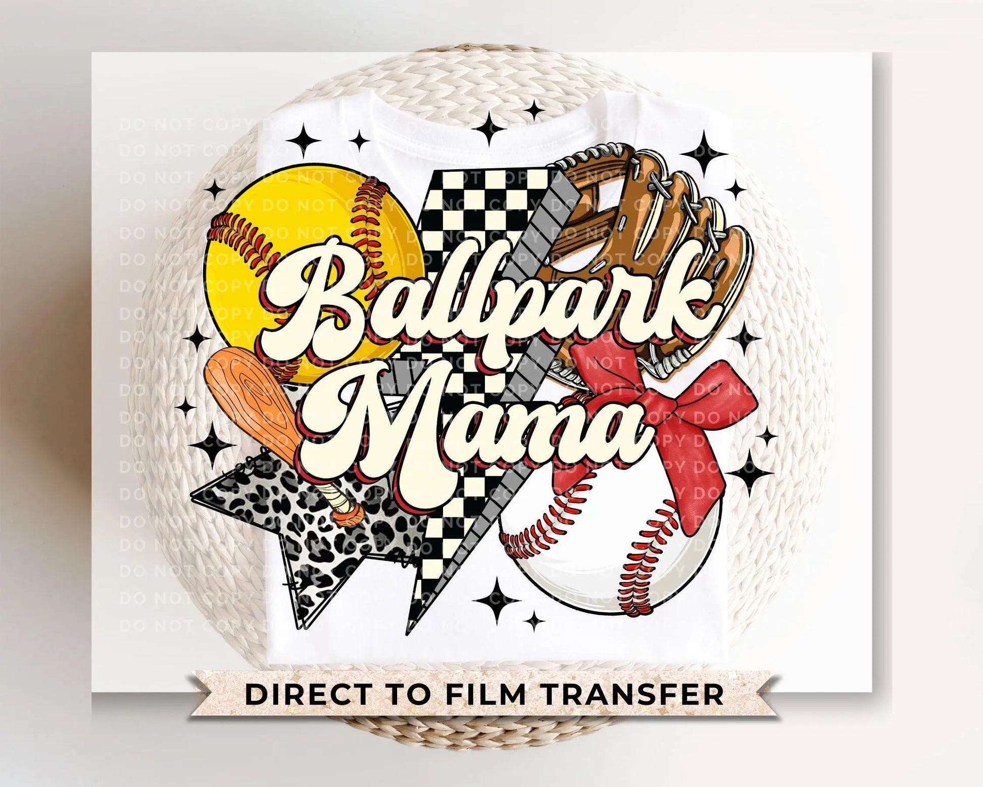 Softball Baseball Mama DTF Transfer, Ready to Press, T-shirt Transfer, Heat Transfer, Direct to Film, Sport Mama, Game Day, Coquette Bow
