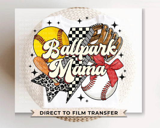 Softball Baseball Mama DTF Transfer, Ready to Press, T-shirt Transfer, Heat Transfer, Direct to Film, Sport Mama, Game Day, Coquette Bow
