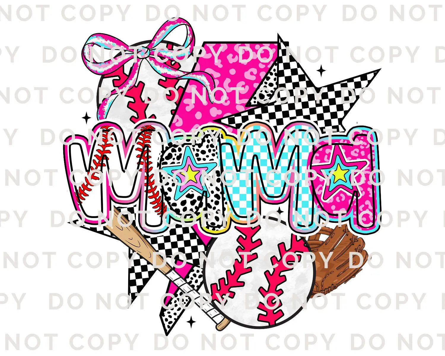 Coquette Baseball Mama DTF Transfer, Ready to Press, T-shirt Transfer, Heat Transfer, Direct to Film, Sport Mama, Game Day, Brushstroke, Bow