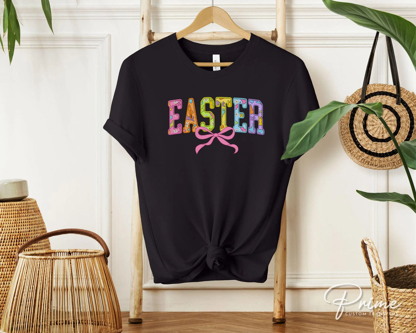 Easter DTF Transfer, Ready to Press, T-shirt Transfer, Heat Transfer, Direct to Film, Easter Shirt, Faux Embroidery Easter Coquette Bow