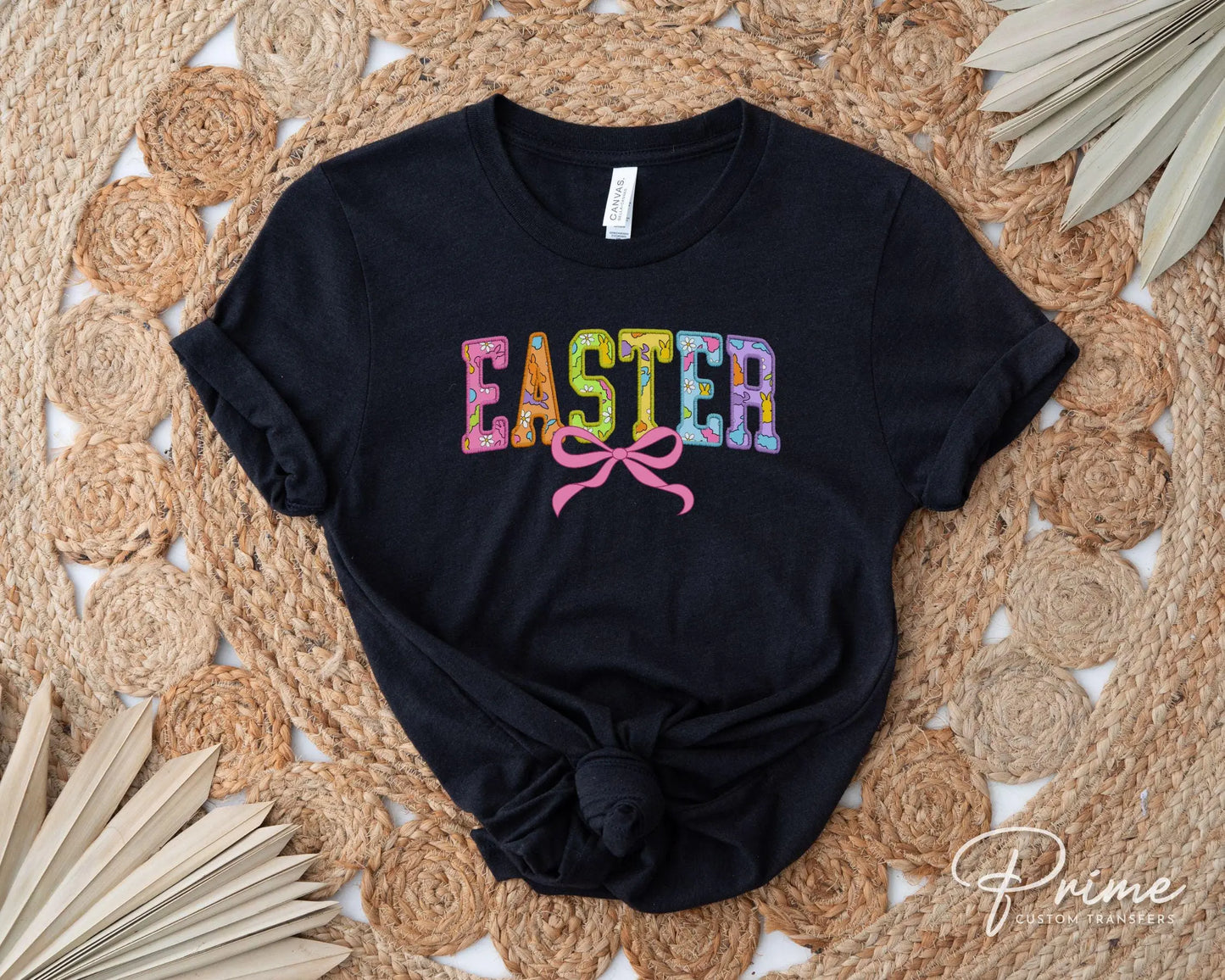 Easter DTF Transfer, Ready to Press, T-shirt Transfer, Heat Transfer, Direct to Film, Easter Shirt, Faux Embroidery Easter Coquette Bow