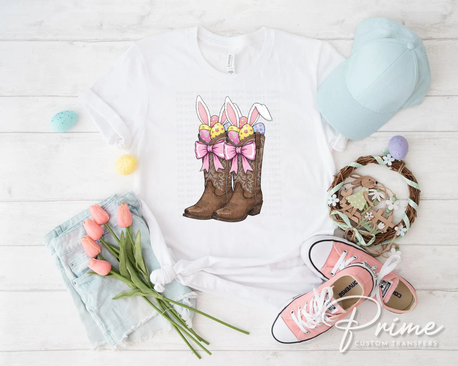 Easter DTF Transfer, Ready to Press, T-shirt Transfer, Heat Transfer, Direct to Film, Western, Coquette Bow, Cowgirl, Easter Cowboy Boots