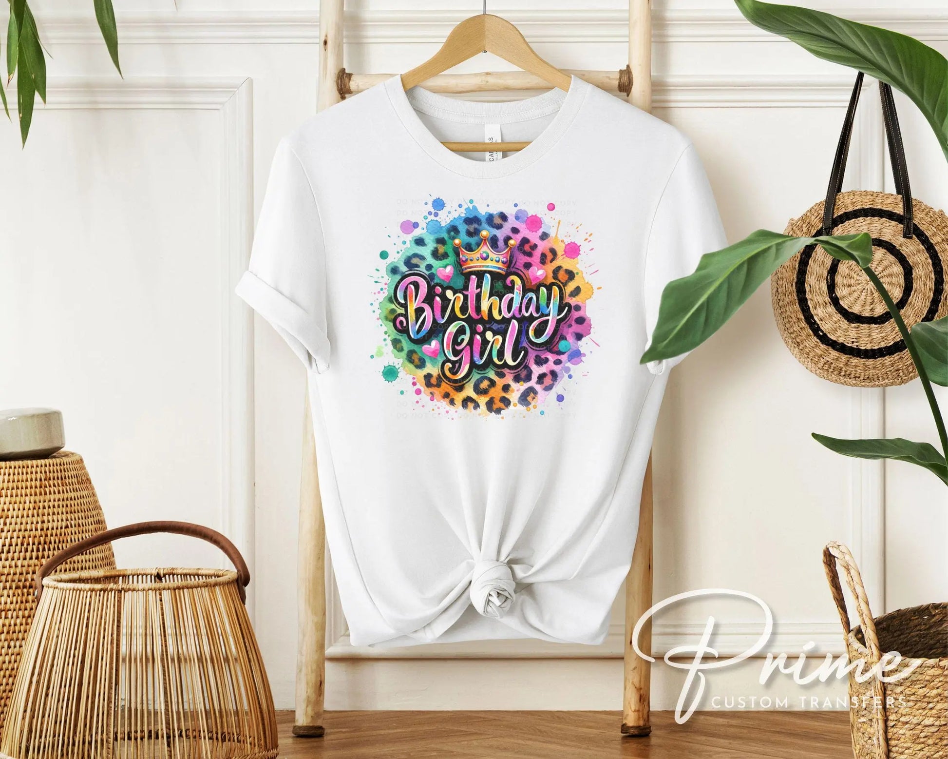 Birthday Girl DTF Transfers, Ready to Press, T-shirt Transfers, Heat Transfer, Direct to Film, Party Squad, Colorful Leopard Birthday