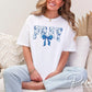 Christian DTF Transfer, Ready to Press, T-shirt Transfer, Heat Transfer, Direct to Film, Bible, Faith, Prayer Floral Blue Toile Coquette Bow