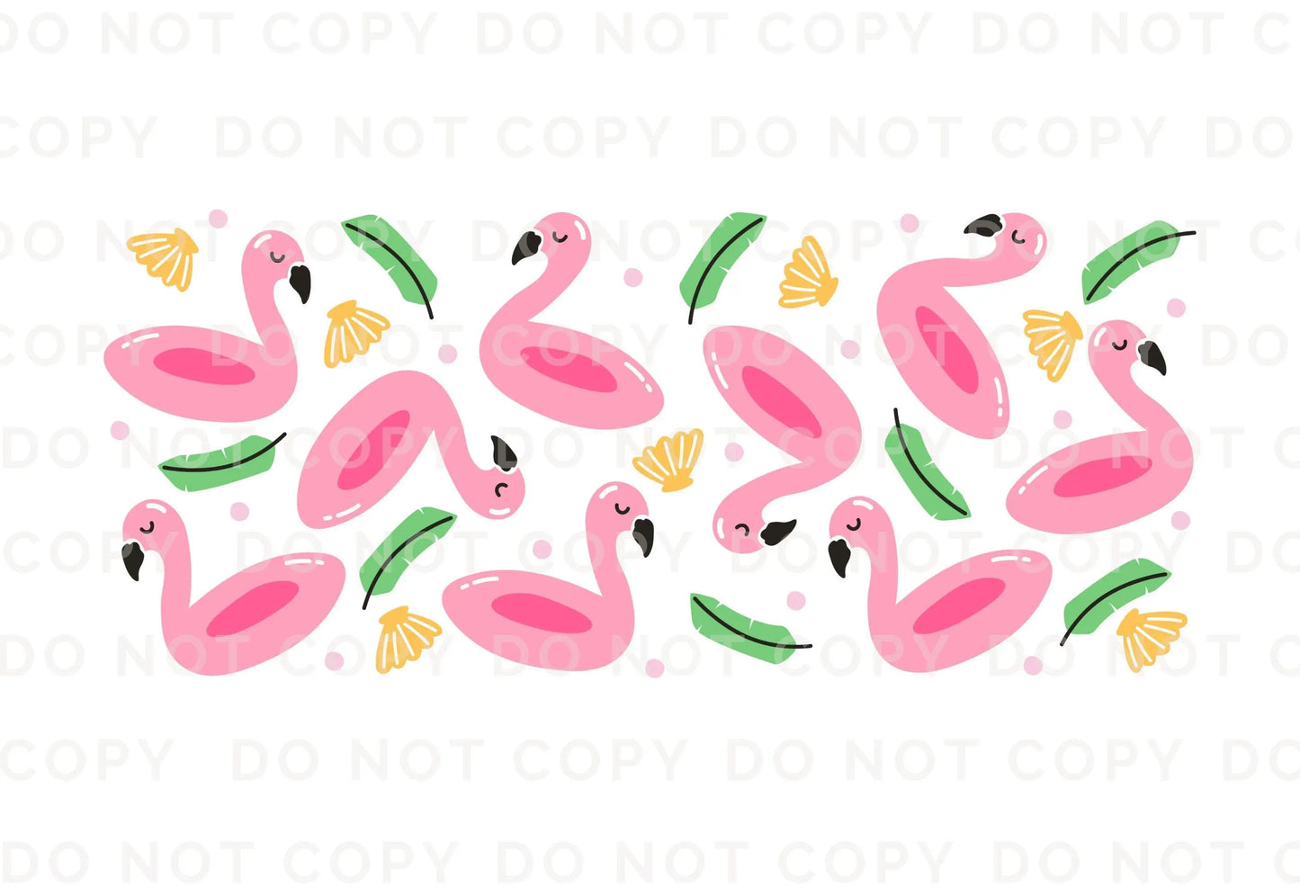 UV DTF 16oz Libbey Cup Wrap Sticker, Ready To Apply, Direct to Film, Wrap, Summer, Glass Can, Permanent, Summer, Cute, Pink Flamingo Float