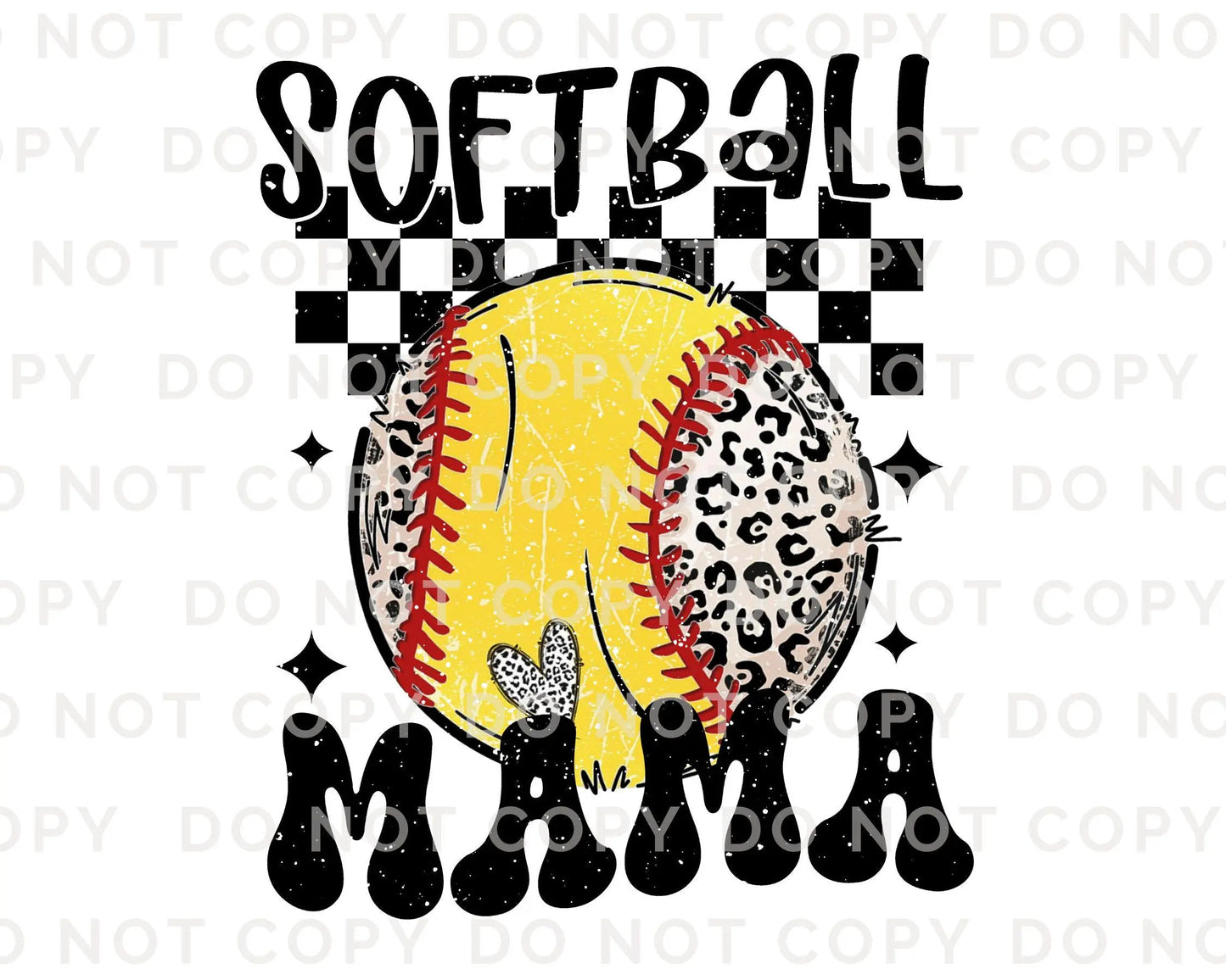 Softball DTF Transfers, Ready to Press, T-shirt Transfers, Heat Transfer, Direct to Film, Sports Mom Apparel, Trendy Checkered Softball Mama