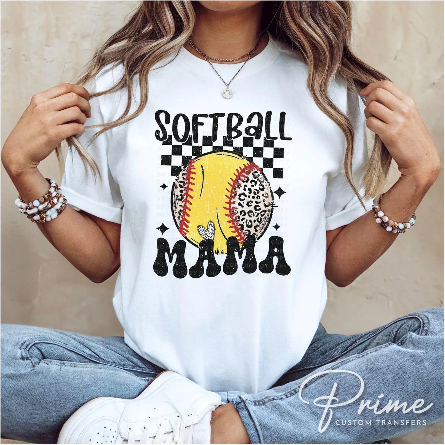 Softball DTF Transfers, Ready to Press, T-shirt Transfers, Heat Transfer, Direct to Film, Sports Mom Apparel, Trendy Checkered Softball Mama