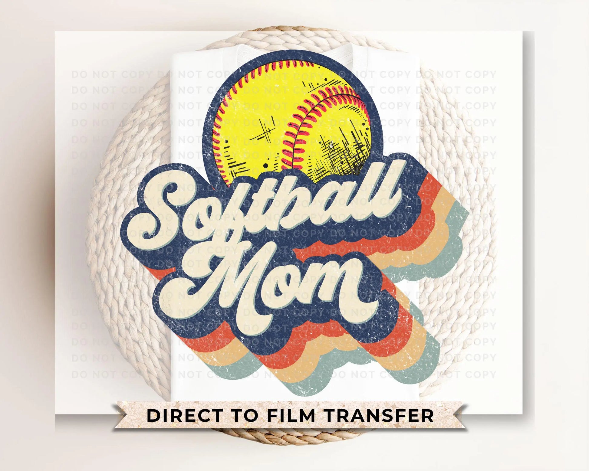 Baseball DTF Transfer, Ready to Press, T-shirt Transfer, Heat Transfer, Direct to Film, Sport Mom, Game Day, Retro Style Softball Mama