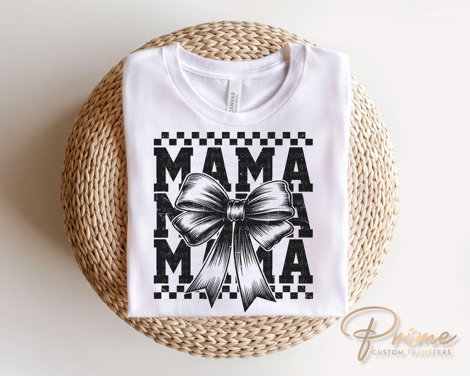 Mother's Day DTF Transfer, Ready to Press, T-shirt Transfer, Heat Transfer, Direct to Film, Stacked Retro Style Mama Coquette Bow