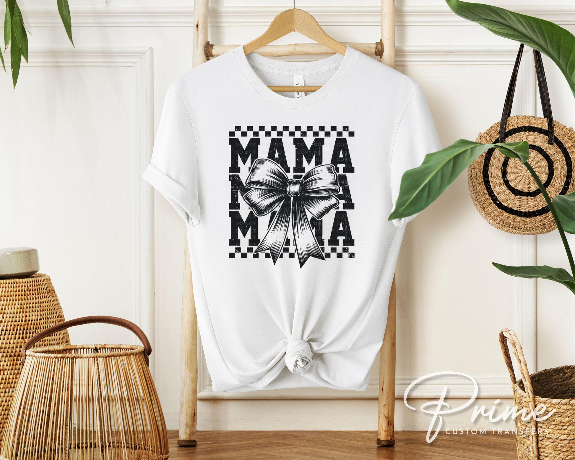 Mother's Day DTF Transfer, Ready to Press, T-shirt Transfer, Heat Transfer, Direct to Film, Stacked Retro Style Mama Coquette Bow
