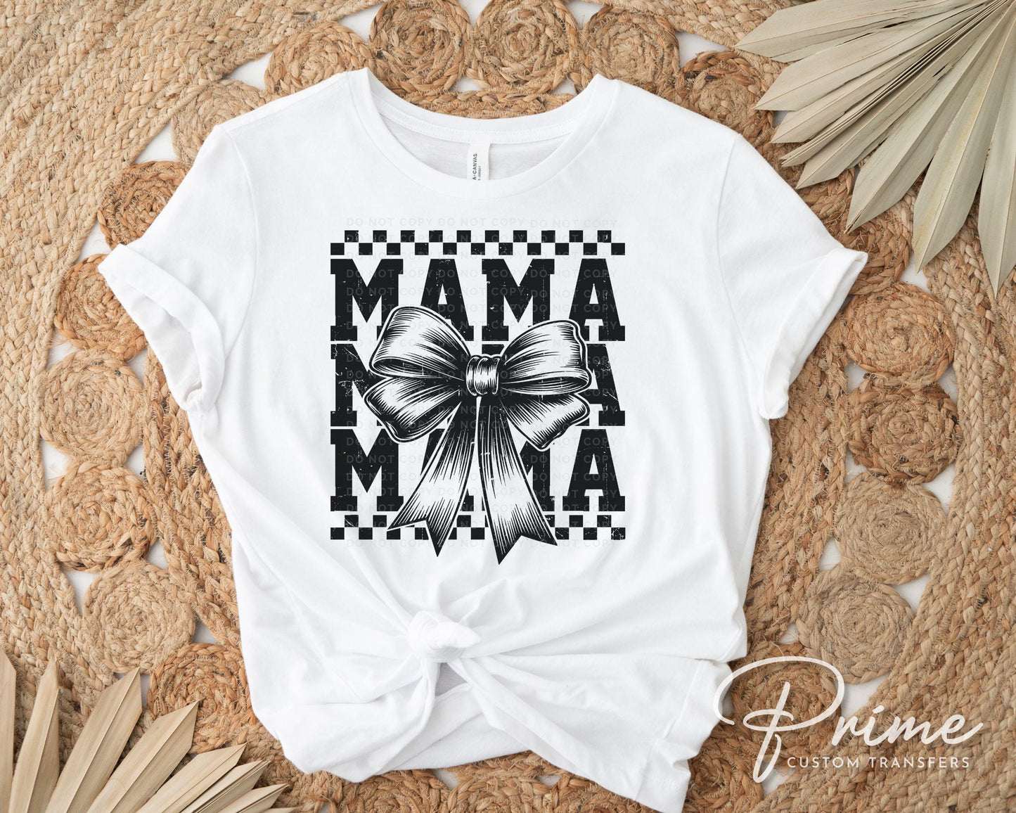 Mother's Day DTF Transfer, Ready to Press, T-shirt Transfer, Heat Transfer, Direct to Film, Stacked Retro Style Mama Coquette Bow
