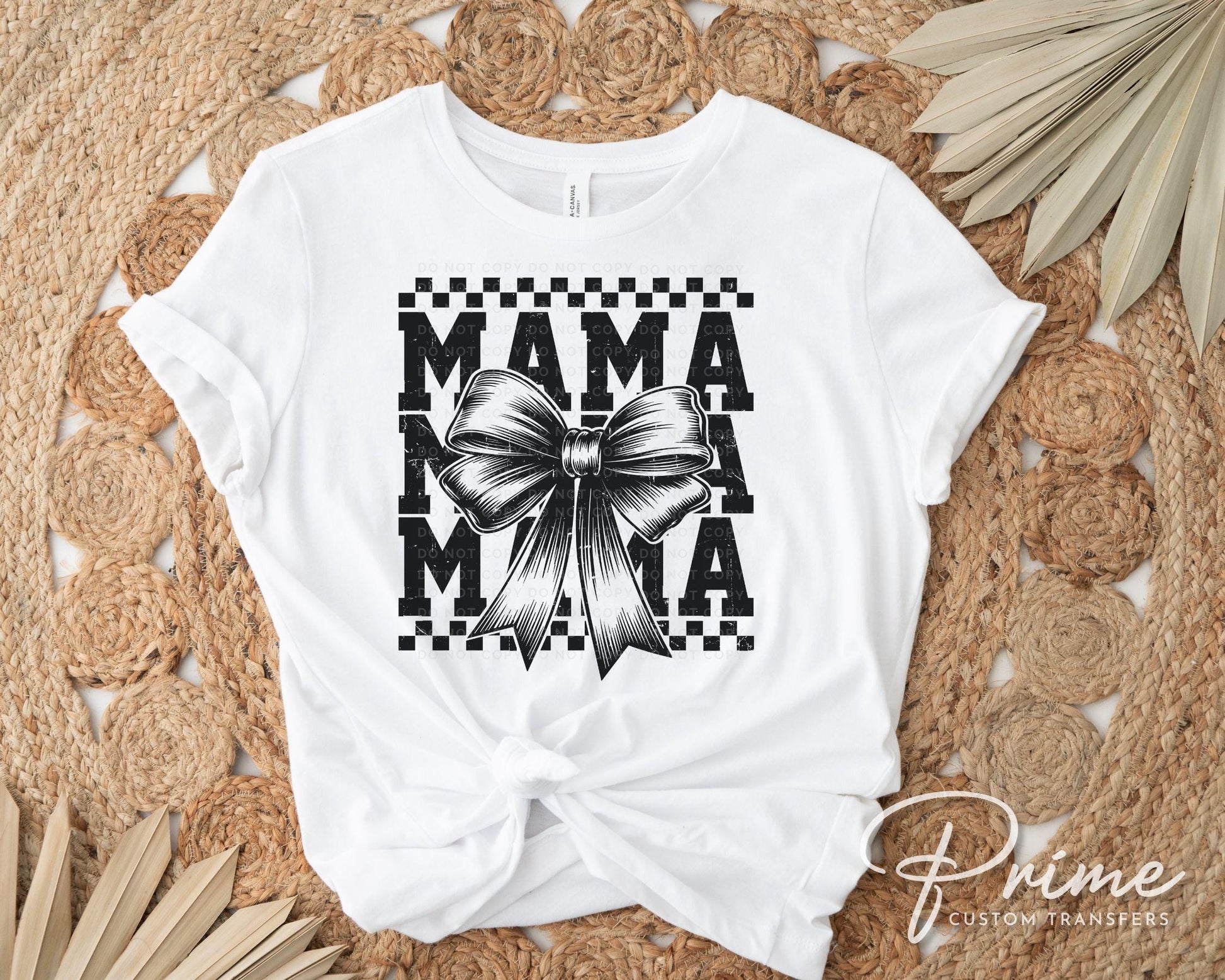 Mother's Day DTF Transfer, Ready to Press, T-shirt Transfer, Heat Transfer, Direct to Film, Stacked Retro Style Mama Coquette Bow