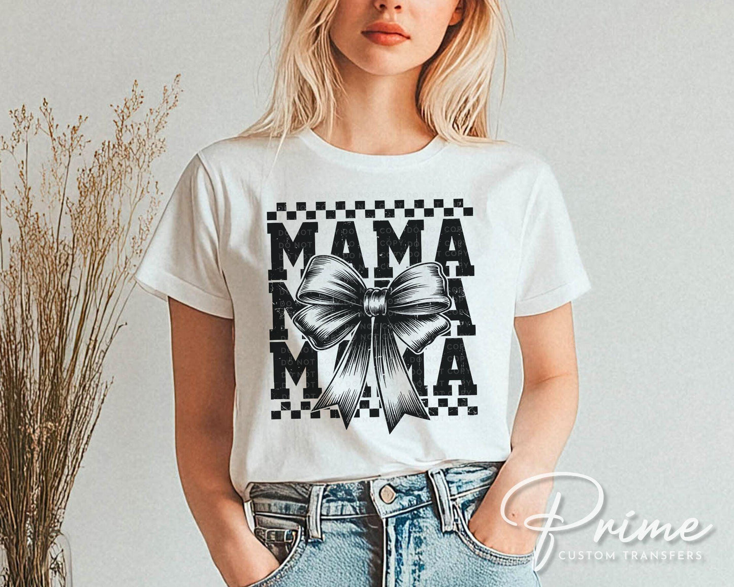 Mother's Day DTF Transfer, Ready to Press, T-shirt Transfer, Heat Transfer, Direct to Film, Stacked Retro Style Mama Coquette Bow