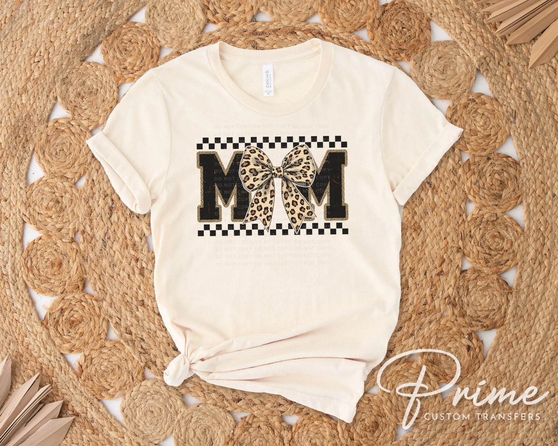 Mother's Day DTF Transfer, Ready to Press, T-shirt Transfer, Heat Transfer, Direct to Film, Animal Print, Leopard Print Mom Coquette Bow