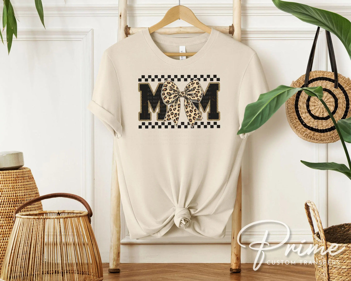 Mother's Day DTF Transfer, Ready to Press, T-shirt Transfer, Heat Transfer, Direct to Film, Animal Print, Leopard Print Mom Coquette Bow