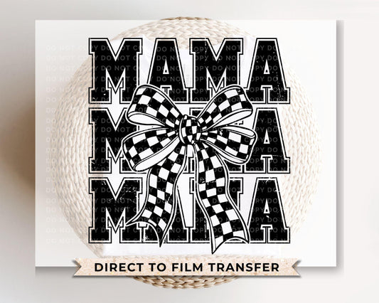 Mother's Day DTF Transfer, Ready to Press, T-shirt Transfer, Heat Transfer, Direct to Film, Gift for Mom, Mama Coquette Checkered Bow