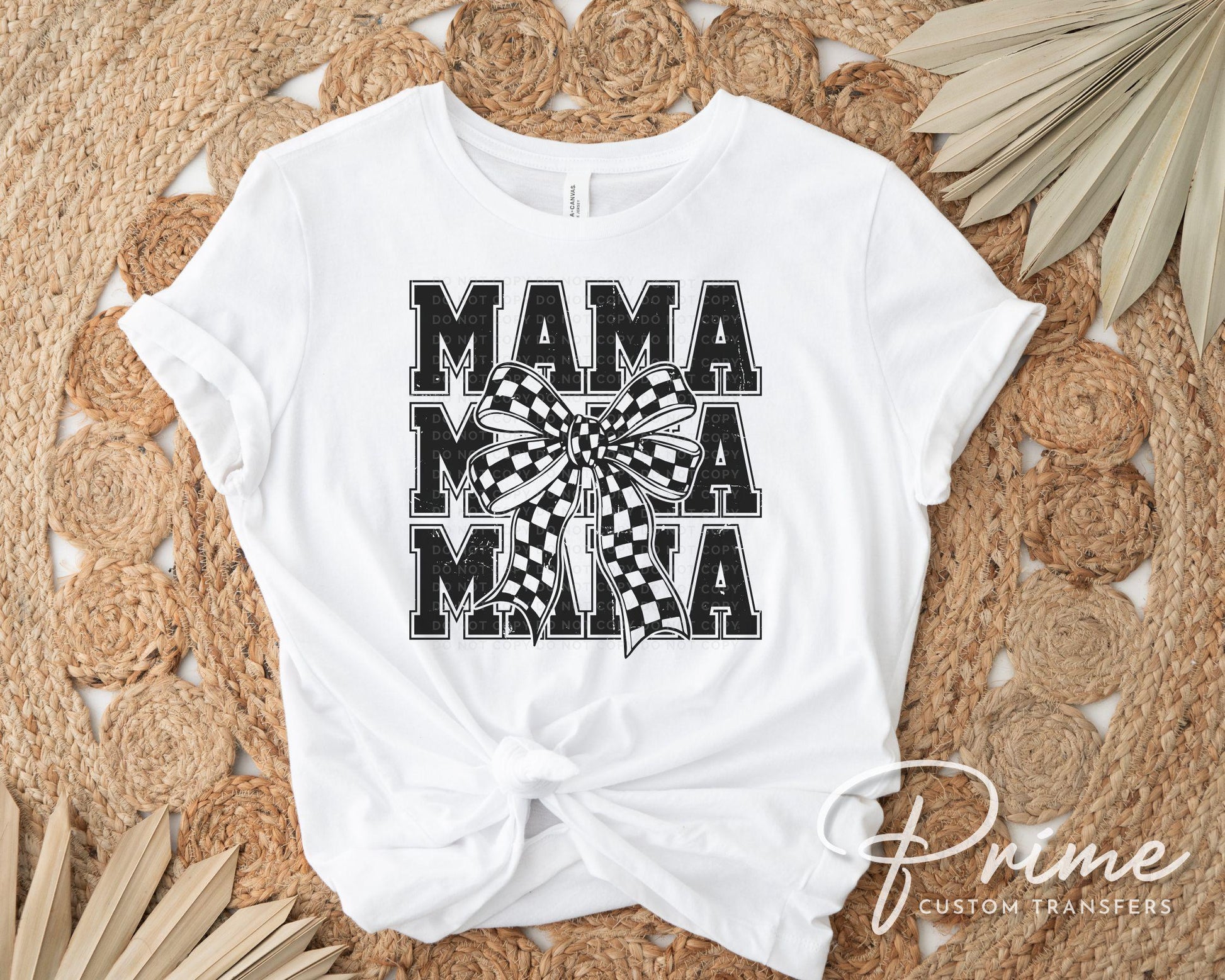 Mother's Day DTF Transfer, Ready to Press, T-shirt Transfer, Heat Transfer, Direct to Film, Gift for Mom, Mama Coquette Checkered Bow