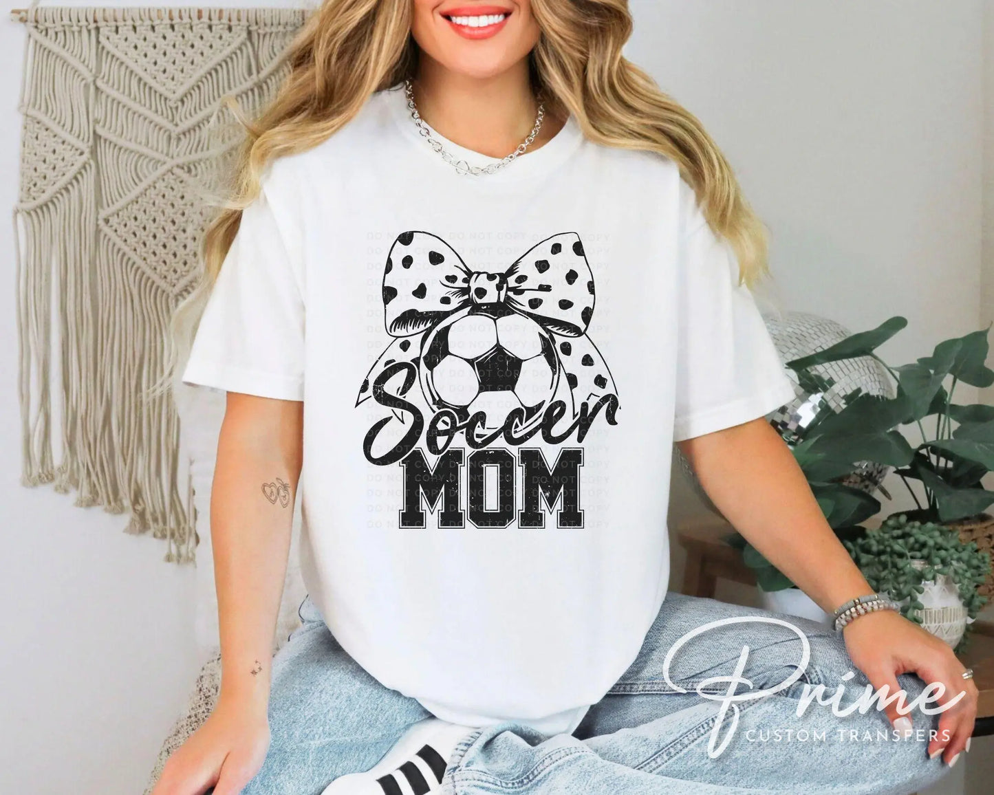 Soccer Mom DTF Transfer, Ready to Press, T-shirt Transfers, Heat Transfer, Direct to Film, Cold Peel, Sports Mom, Girly, Coquette Soccer Bow