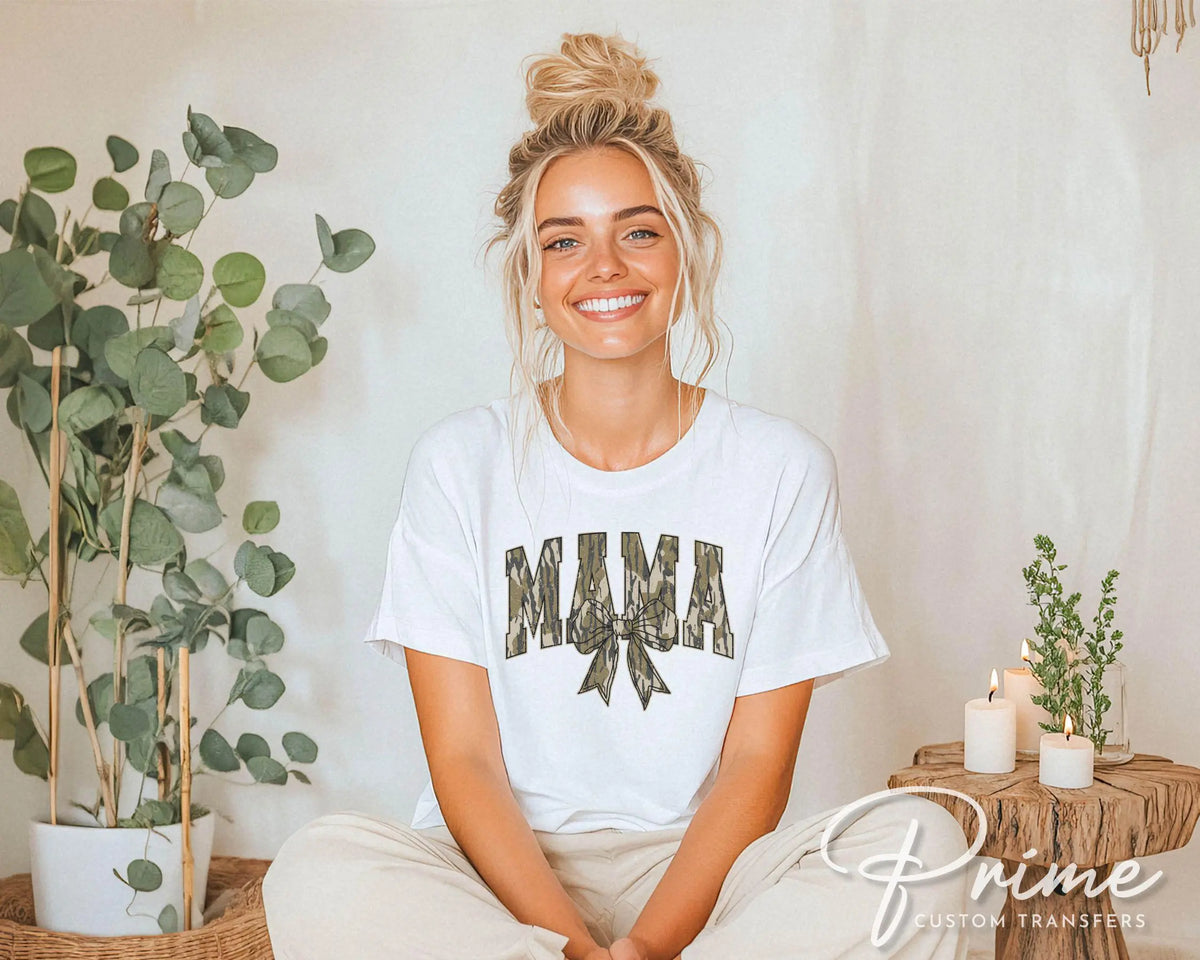 Mother's Day DTF Transfer, Ready to Press, T-shirt Transfer, Heat Transfer, Direct to Film, Hunting Mama Camo, Trendy Aesthetic, Camouflage