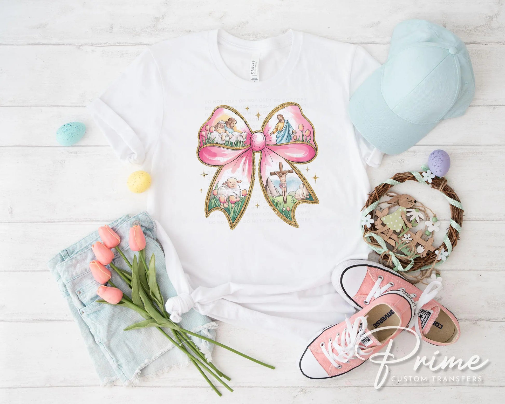 Easter DTF Transfer, Ready to Press, T-shirt Transfer, Heat Transfer, Direct to Film, Spring, Religious, Jesus, Lamb, Coquette Easter Bow