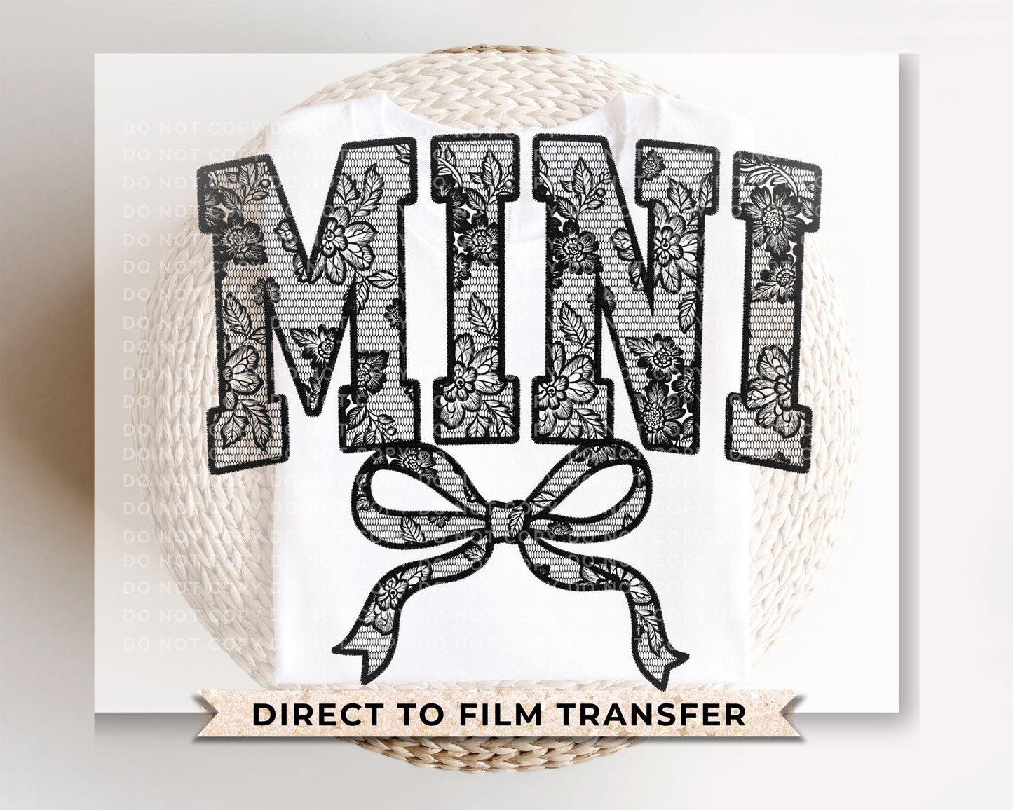 Mother's Day DTF Transfer, Ready to Press, T-shirt Transfers, Heat Transfer, Direct to Film, Mommy and Me, Coquette Faux Mini White Lace Bow
