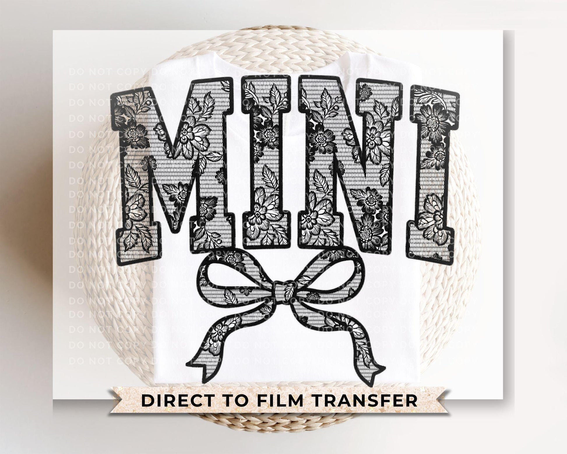 Mother's Day DTF Transfer, Ready to Press, T-shirt Transfers, Heat Transfer, Direct to Film, Mommy and Me, Coquette Faux Mini White Lace Bow