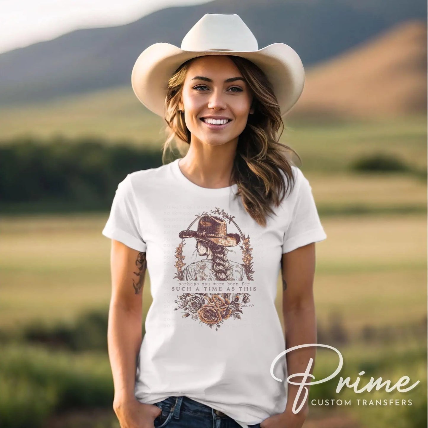 Western DTF Transfer, Ready to Press, T-shirt Transfer, Heat Transfer, Direct to Film, Boho, Esther 4:14, Christian, For Such a Time as This