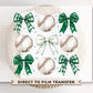 Baseball DTF Transfer, Ready to Press, T-shirt Transfer, Heat Transfer, Direct to Film, Sport Mama Apparel,Green Coquette Baseballs and Bows