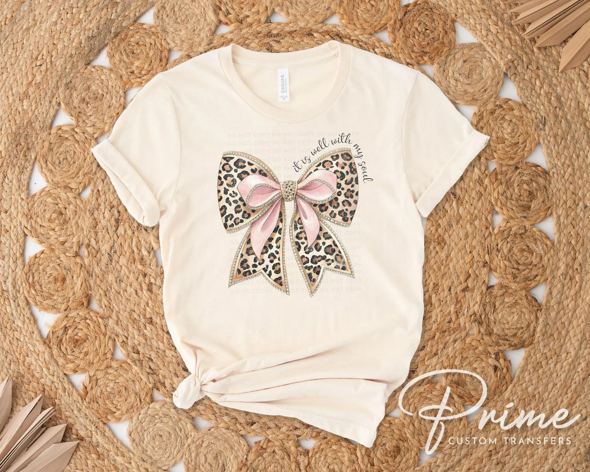It Is Well With My Soul Bow DTF Transfer, Ready to Press, T-shirt Transfer, Heat Transfer, Direct to Film, Jesus, Coquette Leopard Print Bow