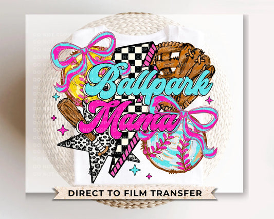 Softball Baseball Mama DTF Transfer, Ready to Press, T-shirt Transfer, Heat Transfer, Direct to Film, Sport Mama, Game Day, Coquette Bow