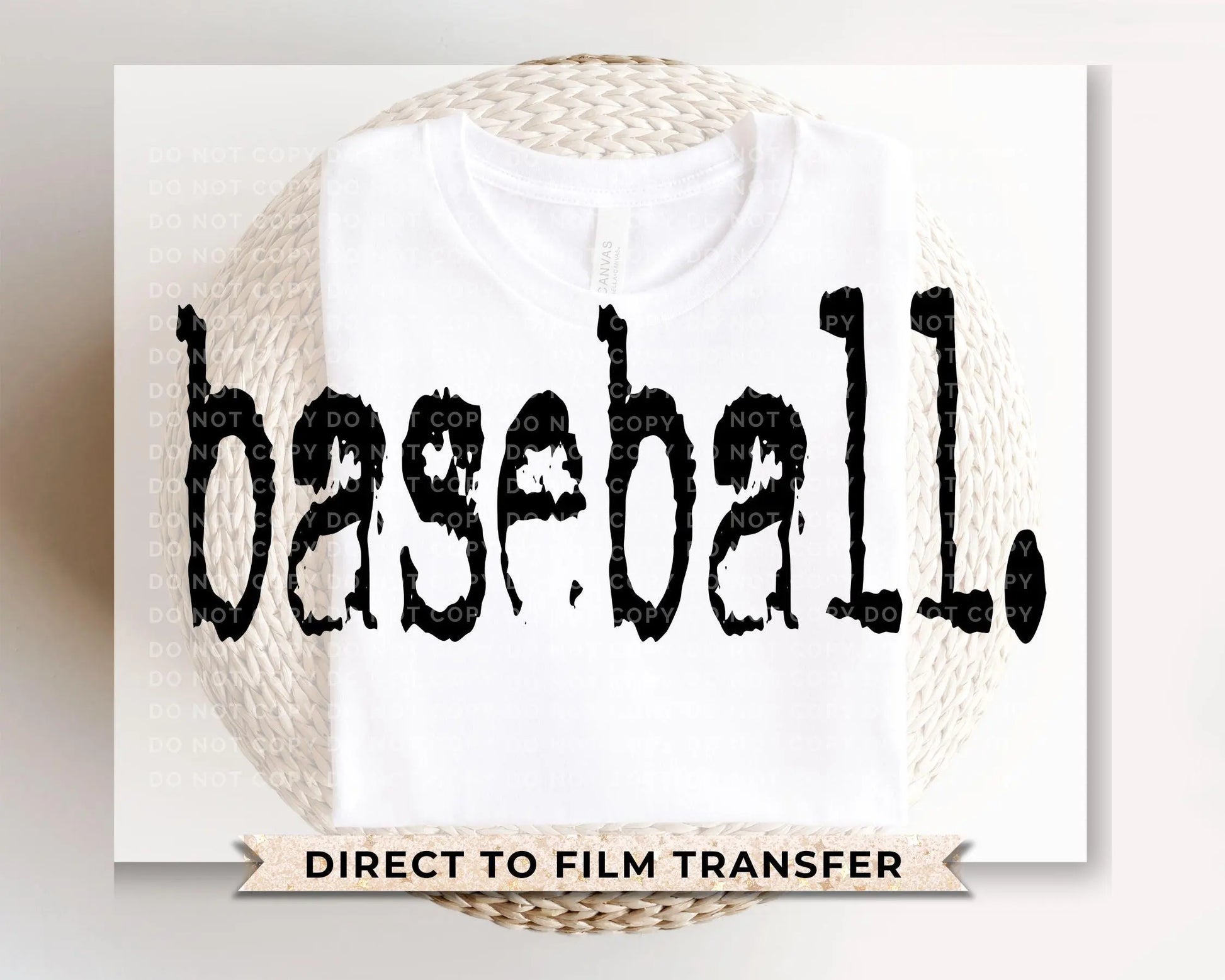 Baseball DTF Transfers, Ready to Press, T-shirt Transfers, Heat Transfer, Direct to Film, Sports Apparel, Distressed, Typography, Typewriter