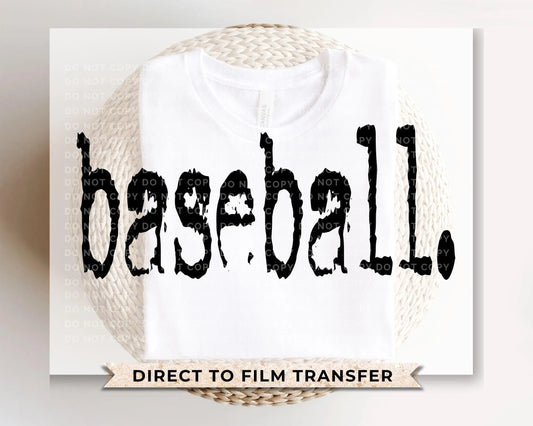 Baseball DTF Transfers, Ready to Press, T-shirt Transfers, Heat Transfer, Direct to Film, Sports Apparel, Distressed, Typography, Typewriter