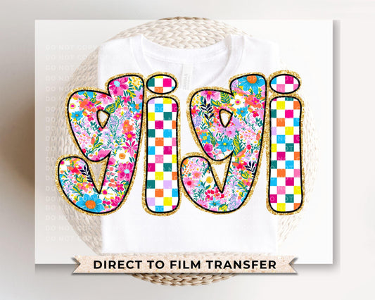 Mother's Day DTF Transfers, Ready to Press, T-shirt Transfers, Heat Transfer, Direct to Film, Gift for Grandma, Faux Glitter Floral Gigi