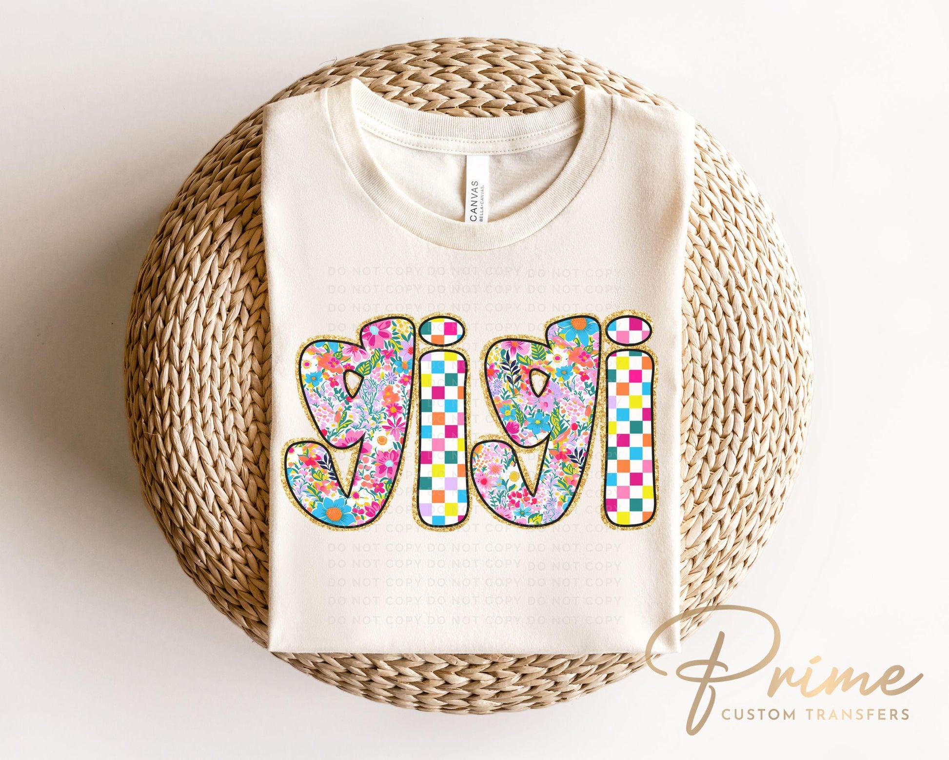 Mother's Day DTF Transfers, Ready to Press, T-shirt Transfers, Heat Transfer, Direct to Film, Gift for Grandma, Faux Glitter Floral Gigi