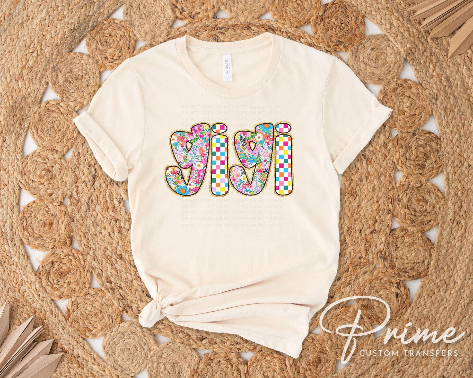 Mother's Day DTF Transfers, Ready to Press, T-shirt Transfers, Heat Transfer, Direct to Film, Gift for Grandma, Faux Glitter Floral Gigi