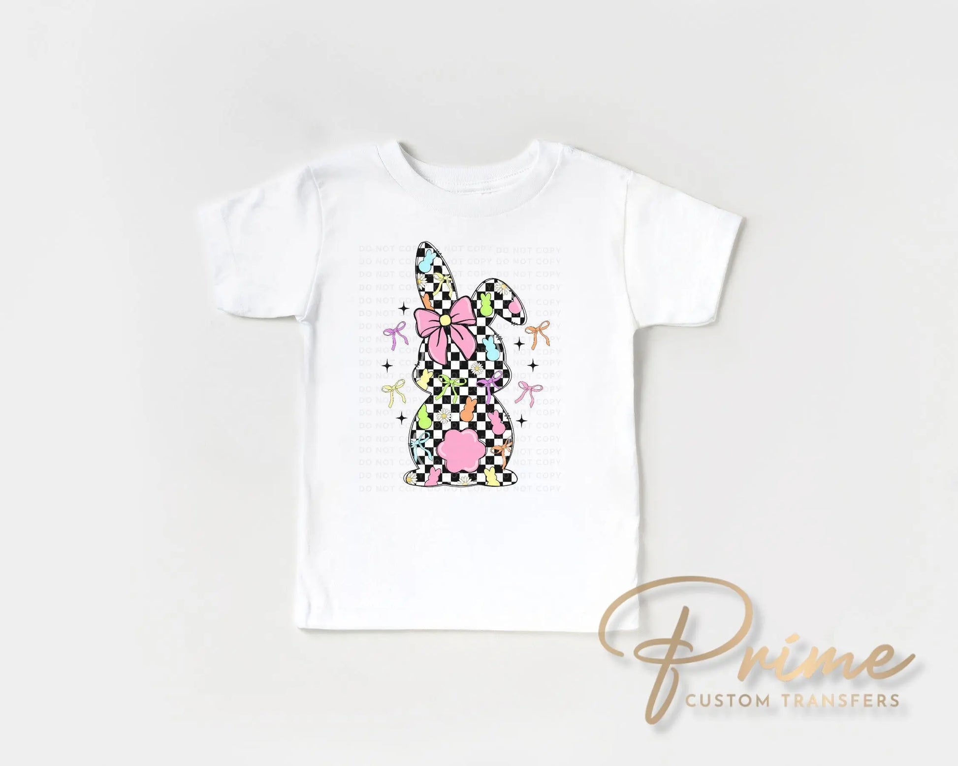 Easter DTF Transfer, Ready to Press, T-shirt Transfer, Heat Transfer, Direct to Film, Spring, Religious, Coquette Checkered Easter Bunny