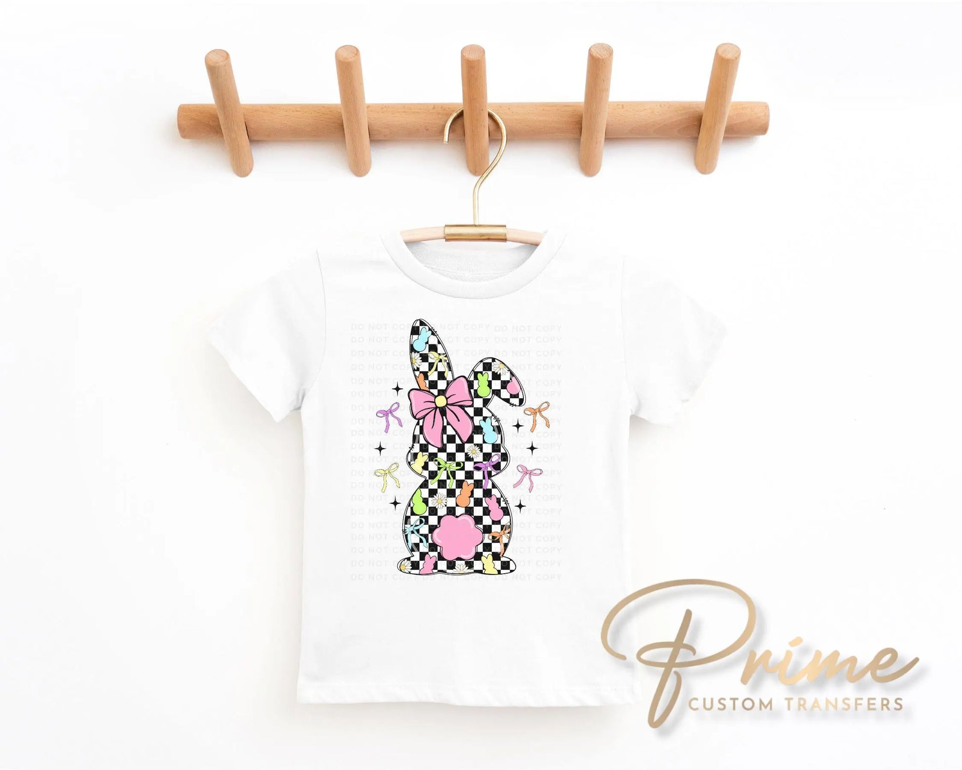 Easter DTF Transfer, Ready to Press, T-shirt Transfer, Heat Transfer, Direct to Film, Spring, Religious, Coquette Checkered Easter Bunny