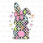 Easter DTF Transfer, Ready to Press, T-shirt Transfer, Heat Transfer, Direct to Film, Spring, Religious, Coquette Checkered Easter Bunny