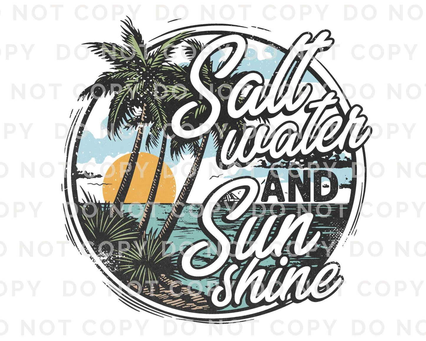 Salt water and Sunshine DTF Transfers, Ready to Press, T-shirt Transfers, Heat Transfer, Direct to Film, Beach shirt, Summer Time, Vacation