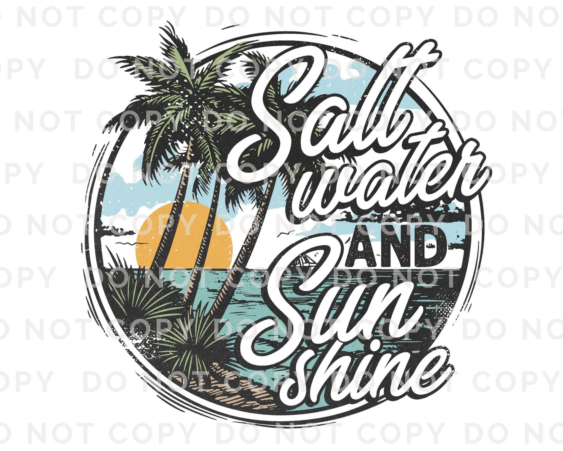 Salt water and Sunshine DTF Transfers, Ready to Press, T-shirt Transfers, Heat Transfer, Direct to Film, Beach shirt, Summer Time, Vacation