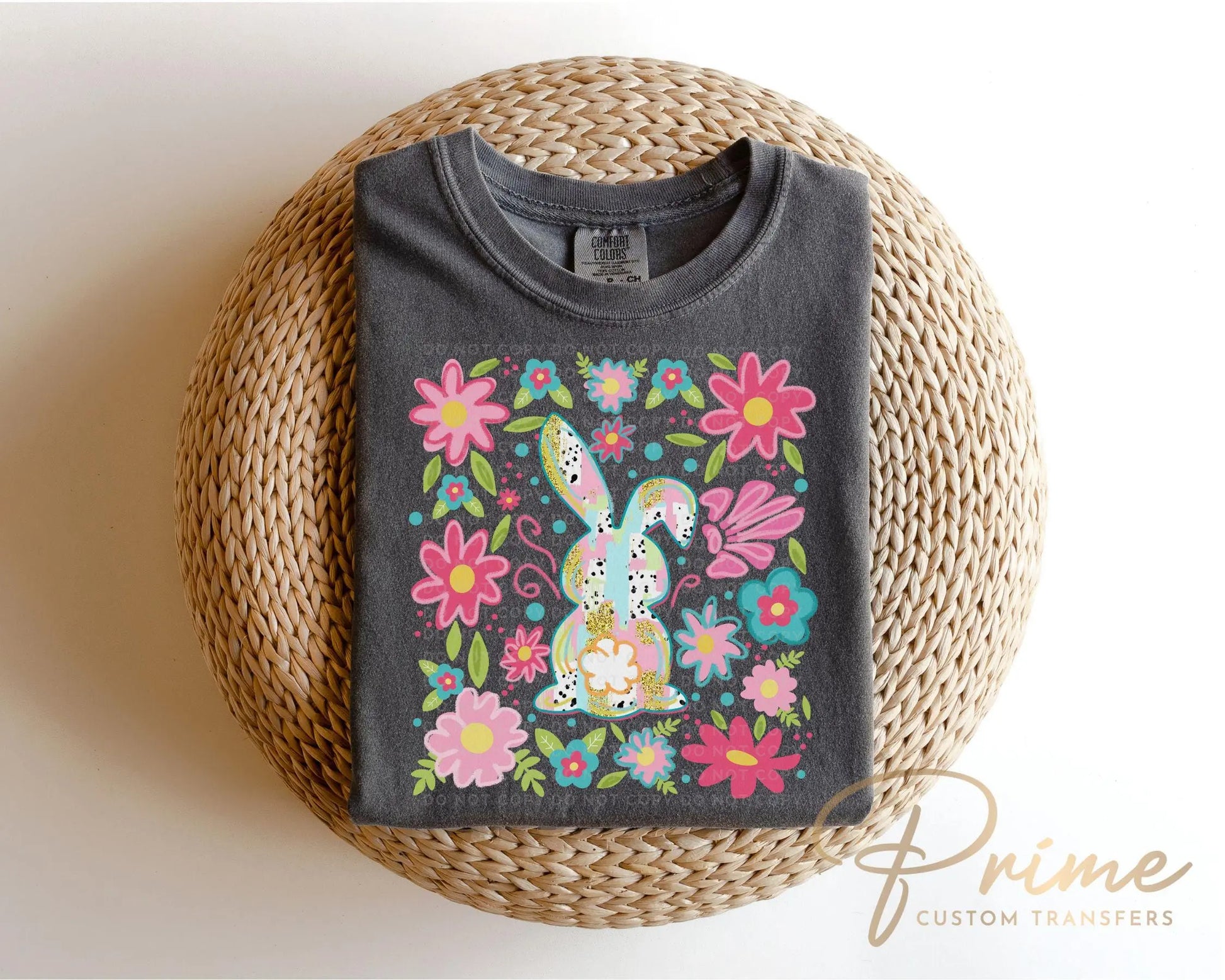 Easter DTF Transfer, Ready to Press, T-shirt Transfer, Heat Transfer, Direct to Film, Floral, Spring, Rabbit, Boho, Flowers, Easter Bunny