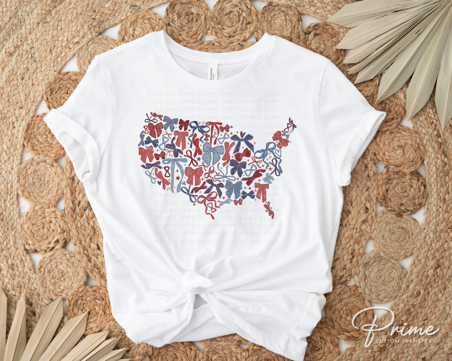 4th of July DTF Transfers, Ready to Press, T-shirt Transfers, Heat Transfer, Direct to Film, USA, Ribbon, Coquette, Red White, Blue Bows