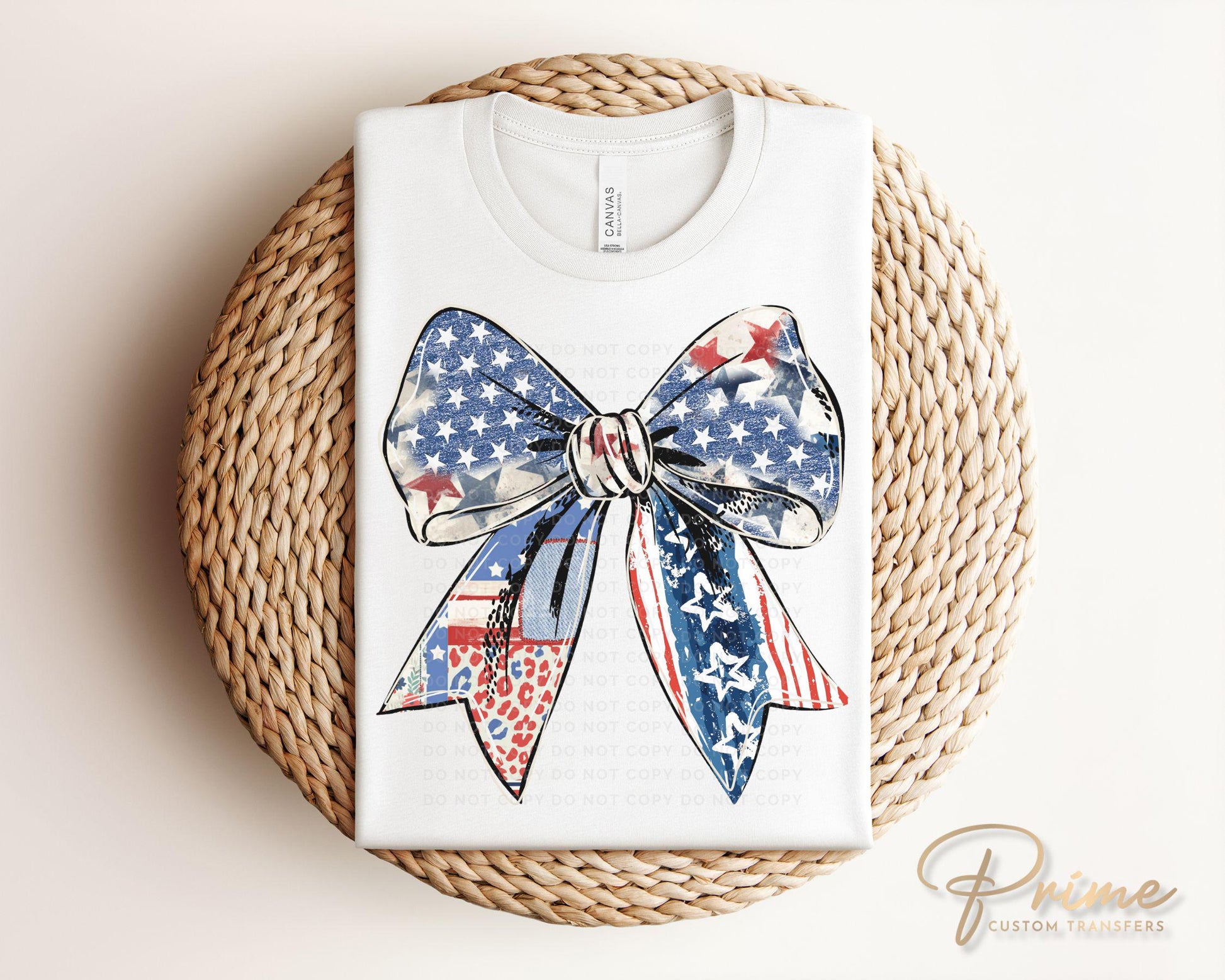 Coquette 4th of July DTF Transfers, Ready to Press, T-shirt Transfers, Heat Transfer, Direct to Film, USA, Ribbon, USA American Flag Bow