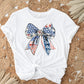 Coquette 4th of July DTF Transfers, Ready to Press, T-shirt Transfers, Heat Transfer, Direct to Film, USA, Ribbon, USA American Flag Bow