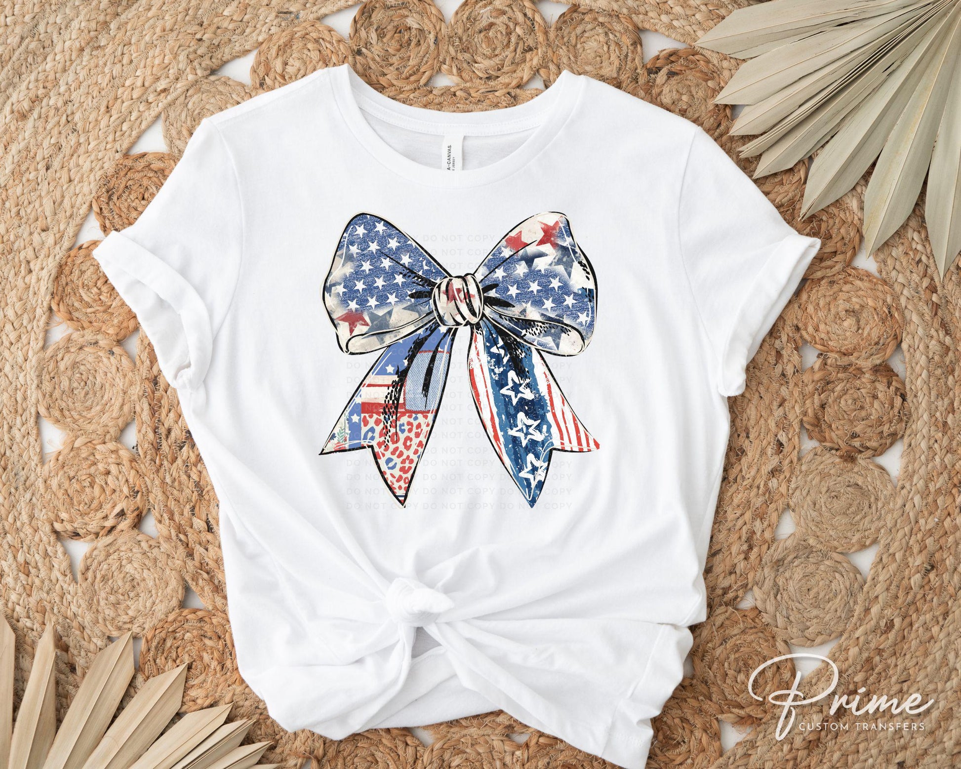 Coquette 4th of July DTF Transfers, Ready to Press, T-shirt Transfers, Heat Transfer, Direct to Film, USA, Ribbon, USA American Flag Bow