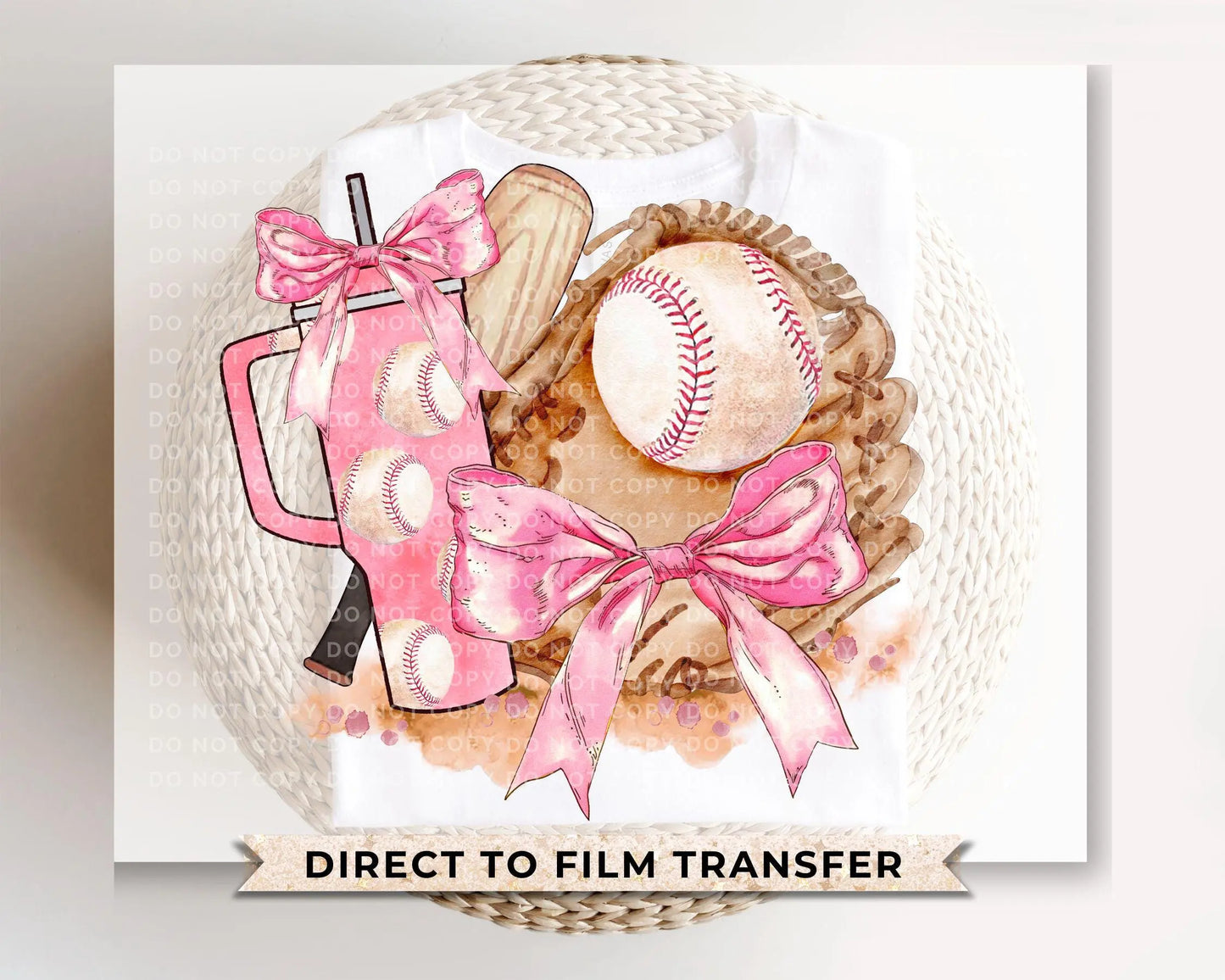 Pink Coquette Baseball DTF Transfers, Ready to Press, T-shirt Transfers, Heat Transfer, Direct to Film, Sports Tshirt, Bow, Girly, Tumbler
