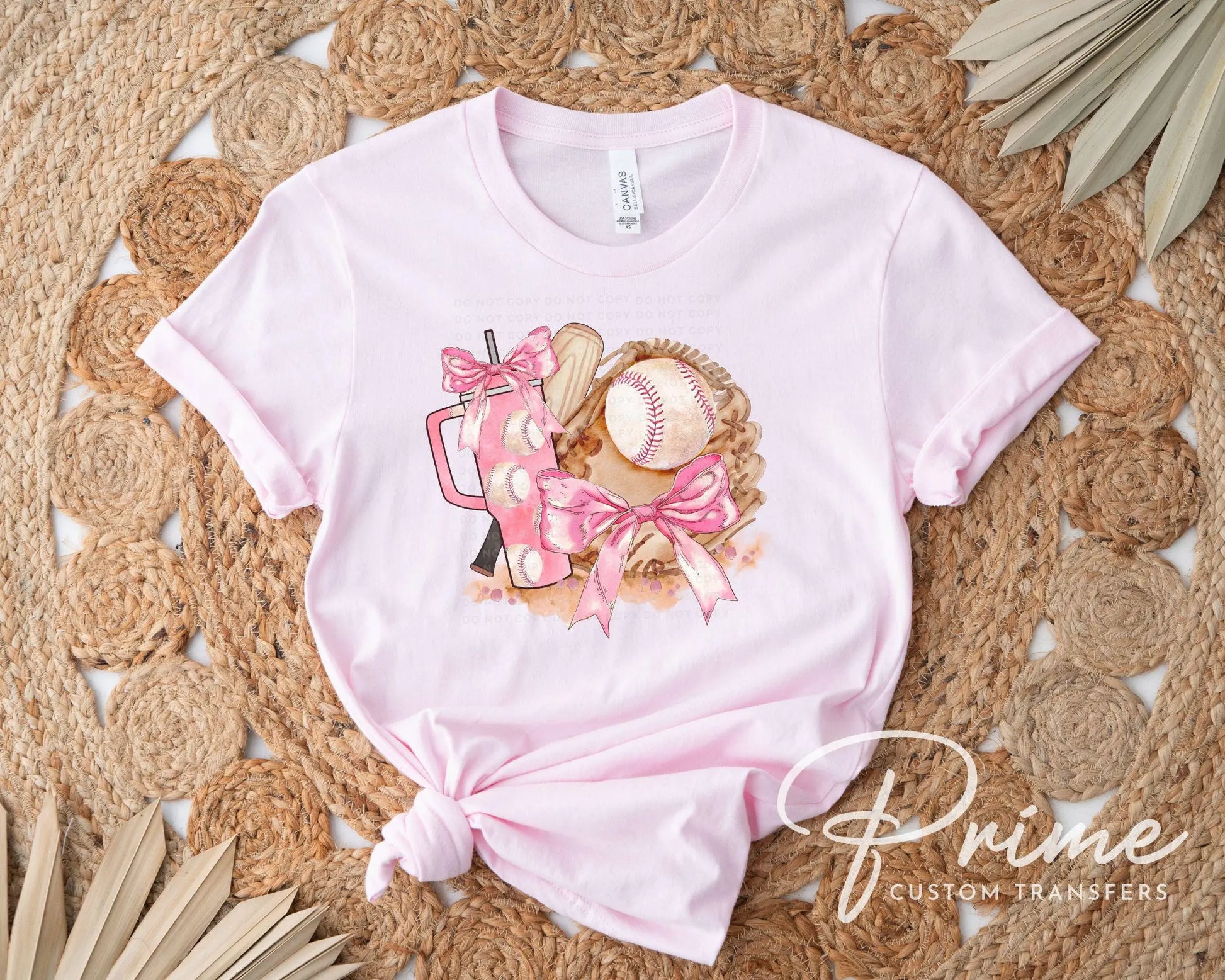 Pink Coquette Baseball DTF Transfers, Ready to Press, T-shirt Transfers, Heat Transfer, Direct to Film, Sports Tshirt, Bow, Girly, Tumbler